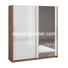 Lemari Pakaian Pintu Geser - SIANTANO LP DANTE 4D SL / Romanian Walnut - Silver Line 